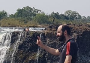 Me preparando para o mergulho na Devils Pool - Vista de Victoria Falls, Zimbabwe