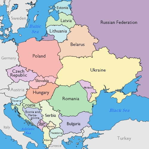 Mapa Leste Europeu. Fonte: https://goeasteurope.about.com/