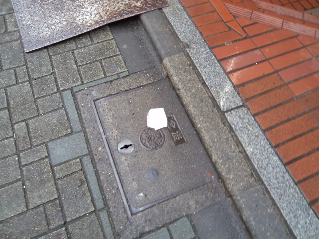 Lixo no chão, único papelzinho que encontrei em Tokyo, Japão