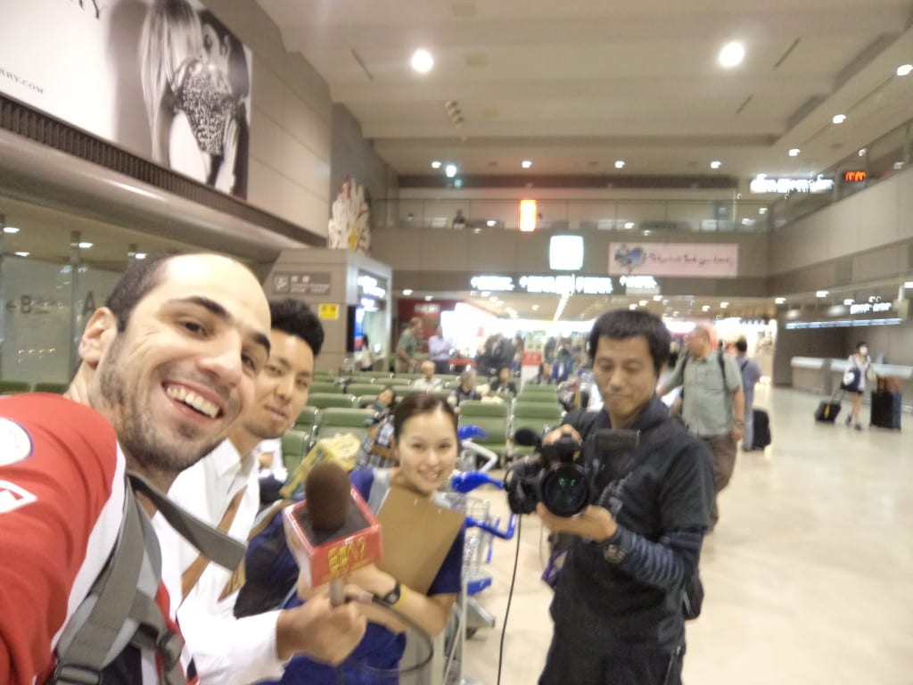 Chegada em Tóquio com equipe de reportagem japoneses