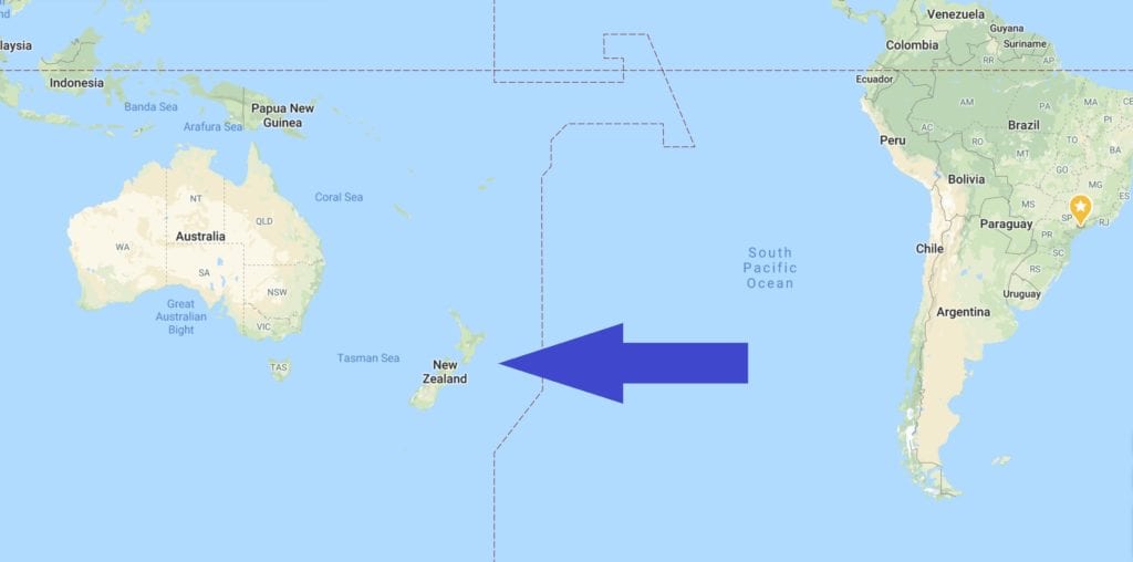 Onde Fica a Nova Zelândia - Fonte - Google Maps