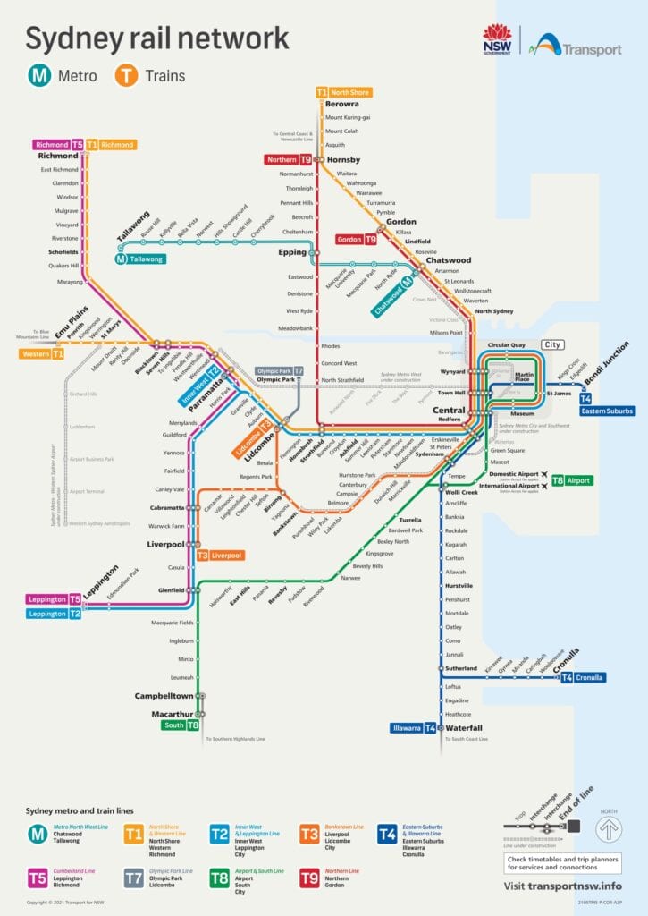 Trem e metro em Sydney
